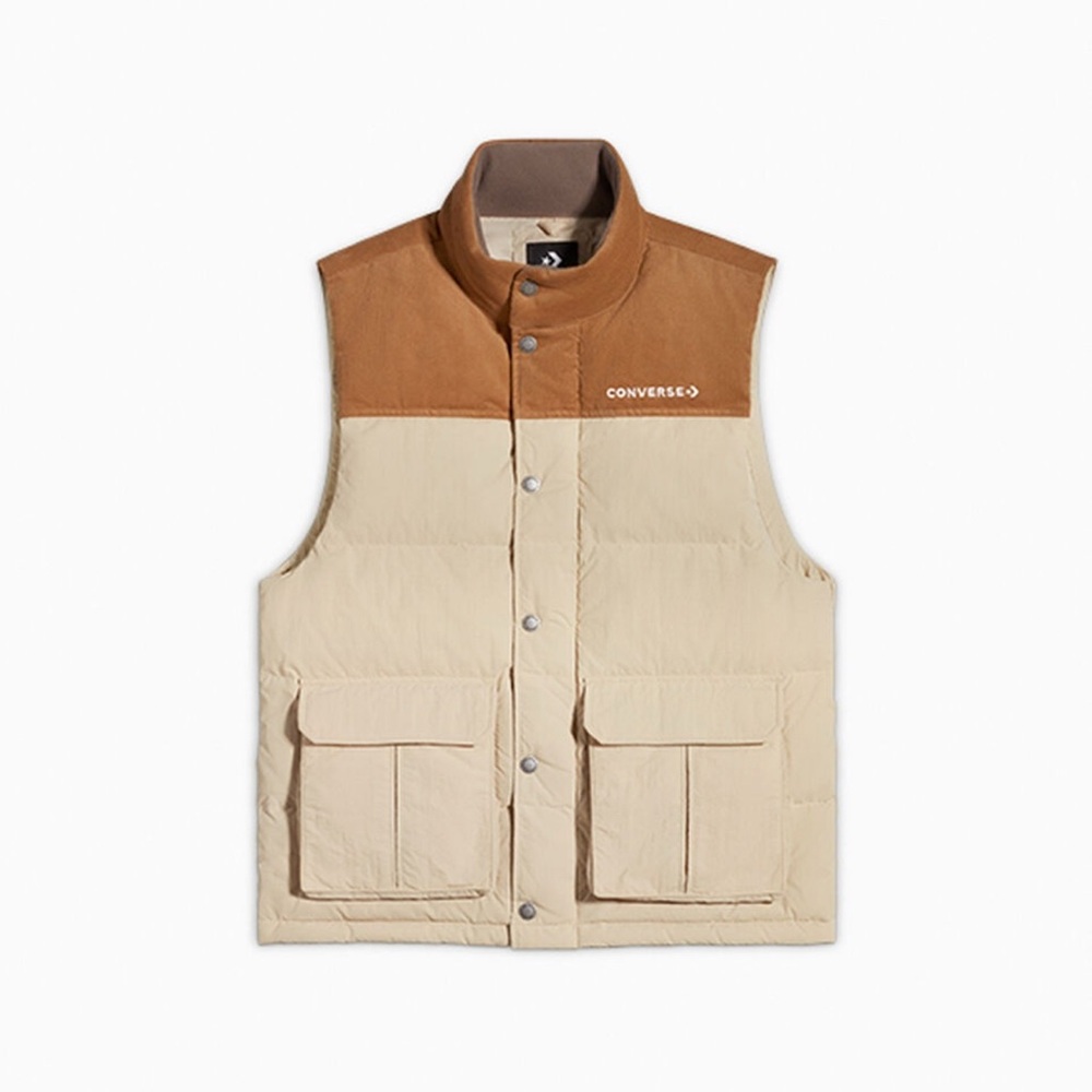 Converse Men's Tan and Cream Puffer Vest